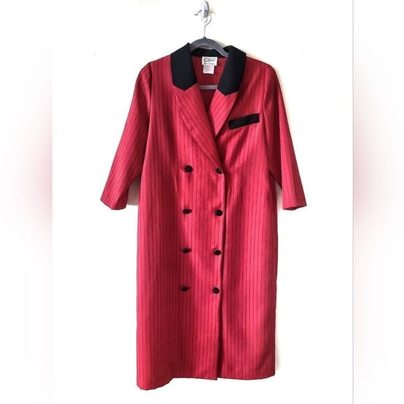 Vintage Dresses & Skirts - Vintage Red and Black Striped Dress